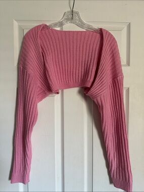 Women's Cropped Ribbed Knit Bolero Sweater - Pink